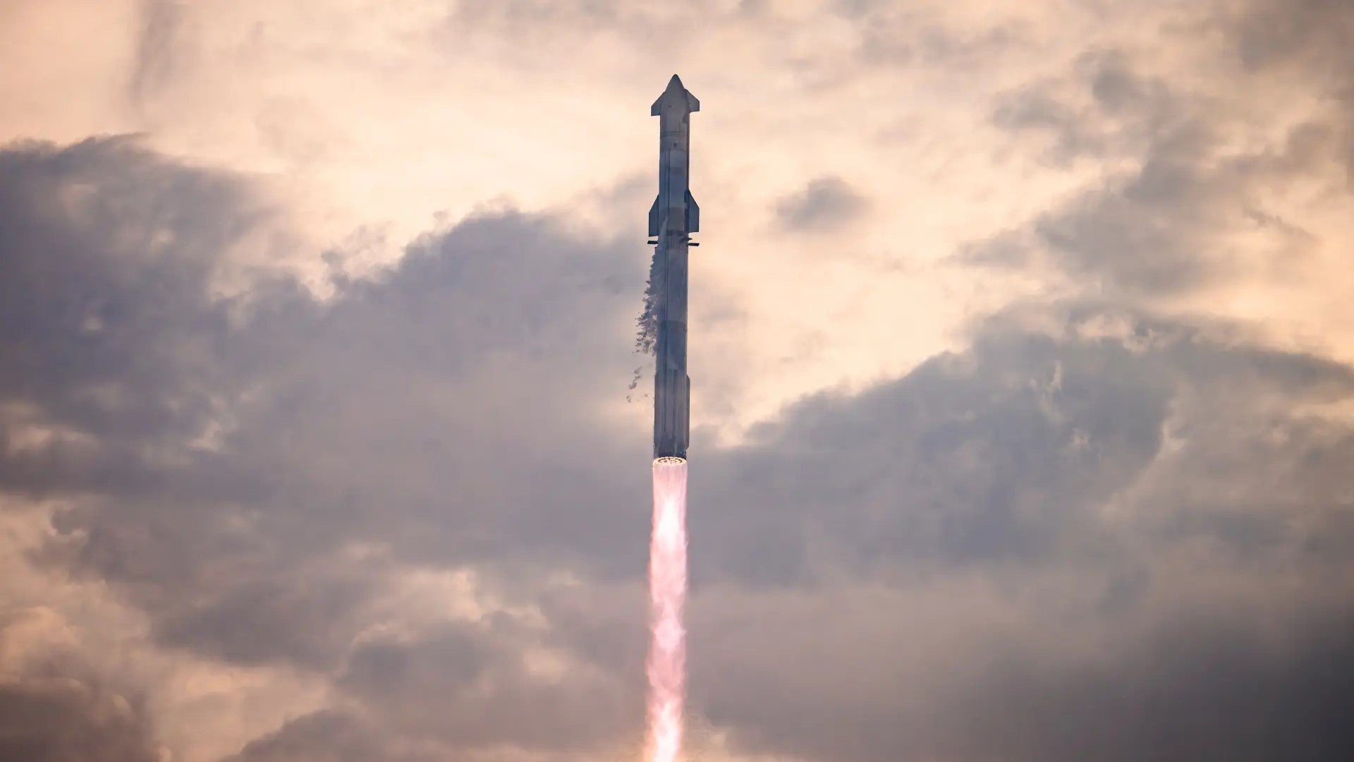 SpaceX Starship rocket and Super Heavy booster lift off on a test flight